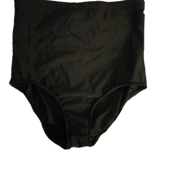 Black High-Waist Swim Brief Bottoms – Women's Retro Bikini Style, Tummy Control - Picture 1 of 3